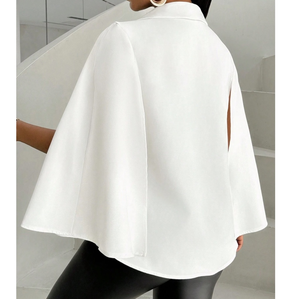 Classic white Cape work office evening Blazer - Picture 3 of 5
